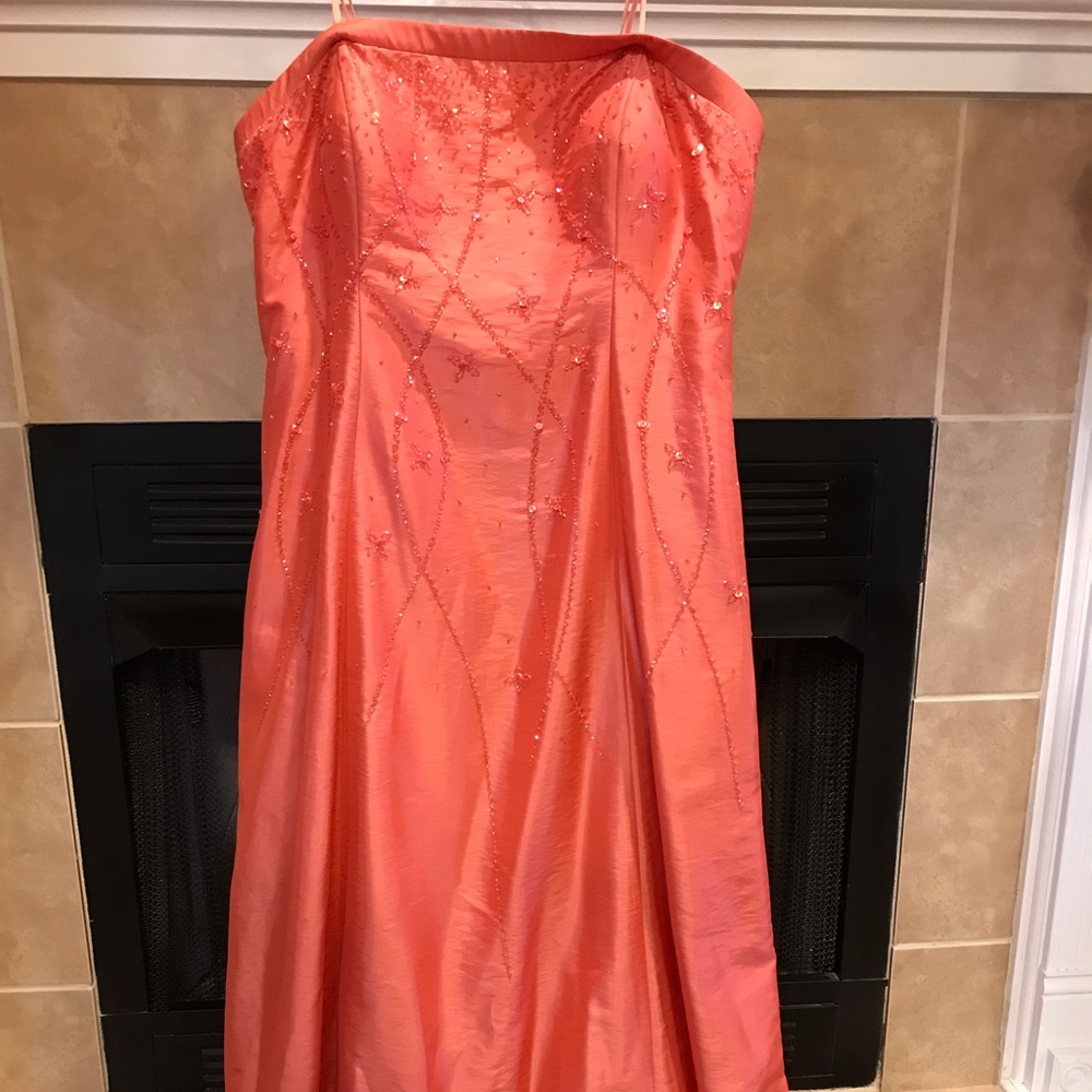Coral pink prom dress